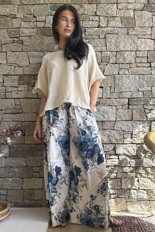 Country Garden Chintz Palazzo French Navy